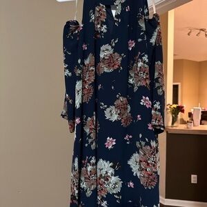 As U Wish Blue and Pink Long Sleeve Dress